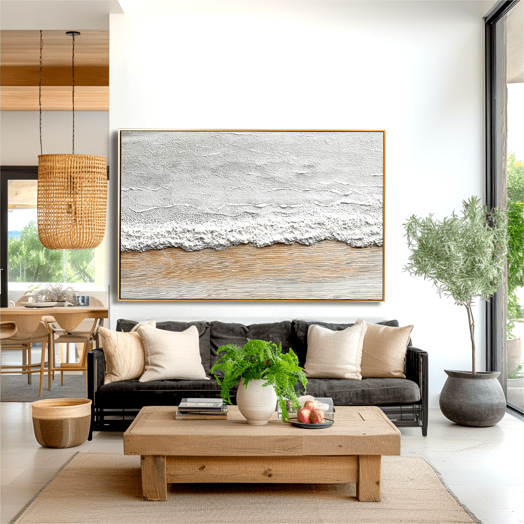 Coastal Whisper – White Beige Textured Painting #93033 Painting artwepaint 