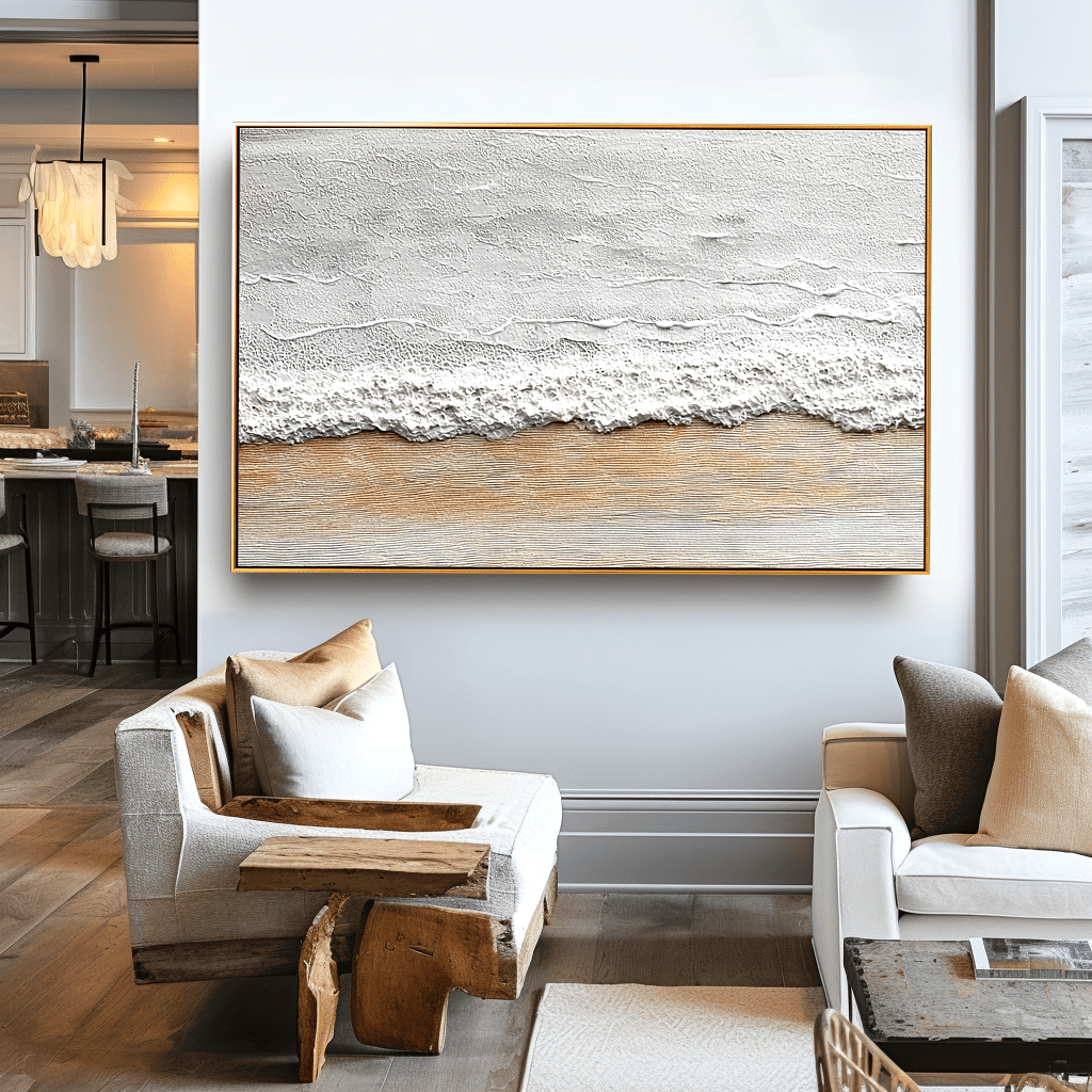 Coastal Whisper – White Beige Textured Painting #93033 Painting artwepaint 