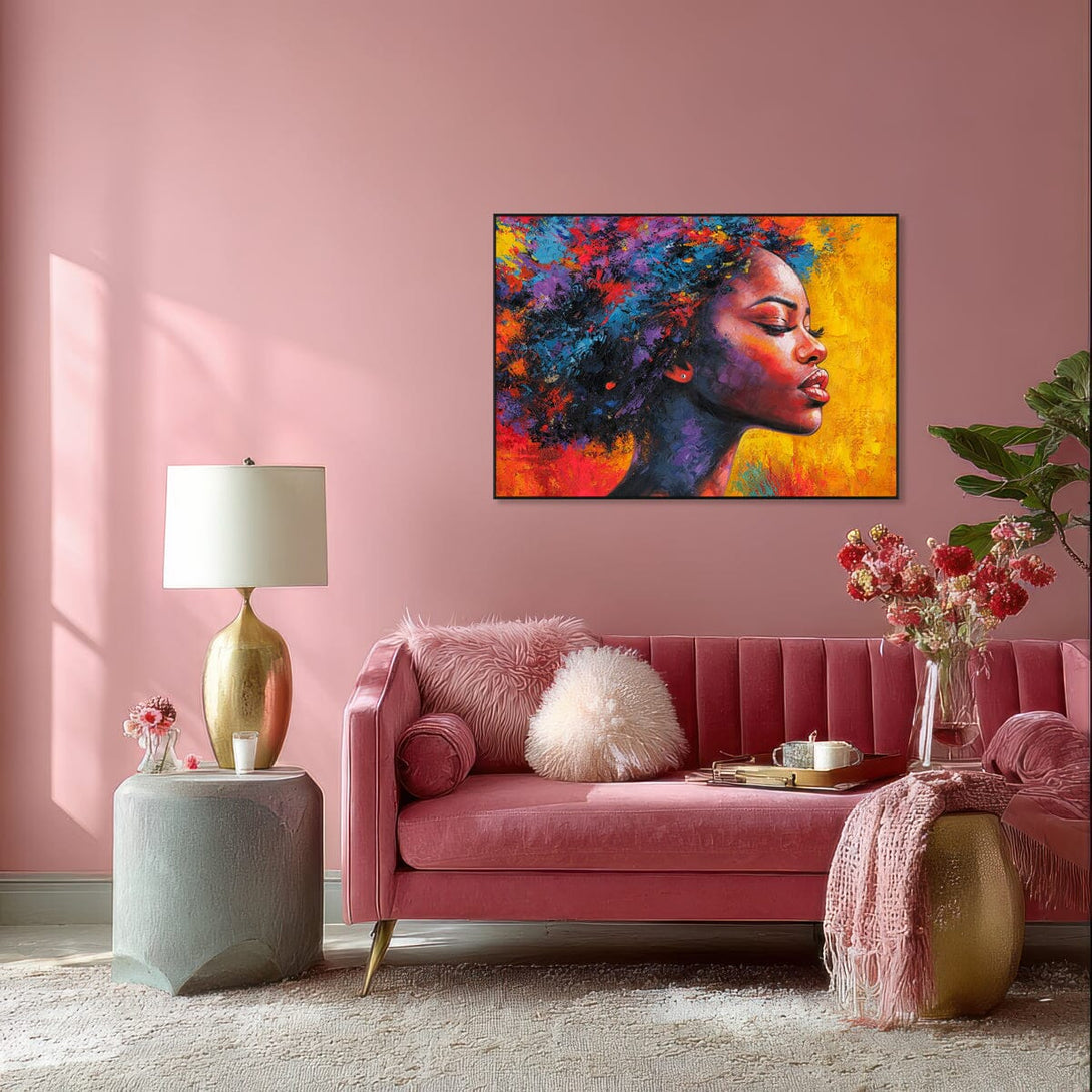 Colorful Abstract-Portrait with Vibrant Hair #P2782 Painting artwepaint 