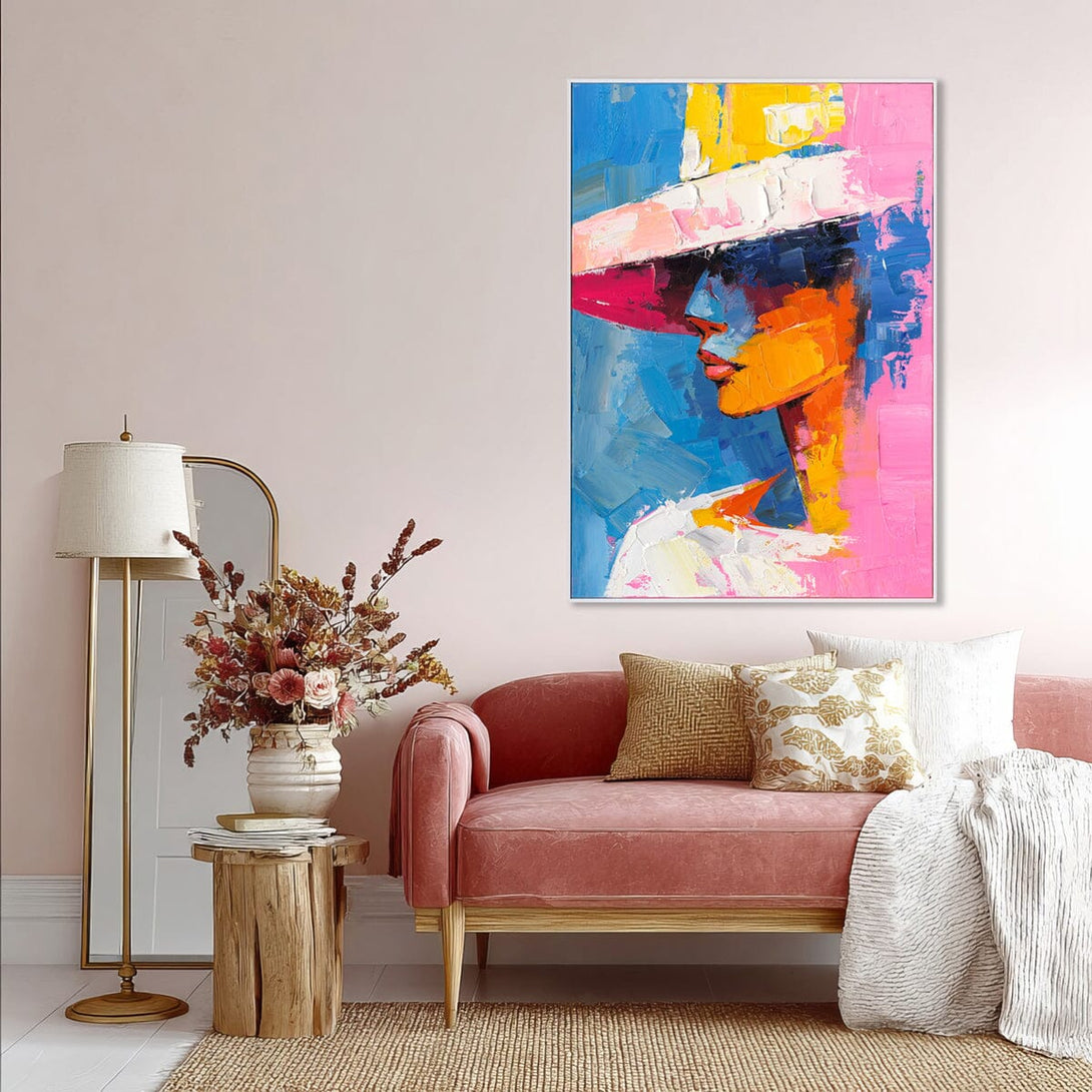 Colorful Hat-Modern Woman Portrait #P2760 Painting artwepaint 