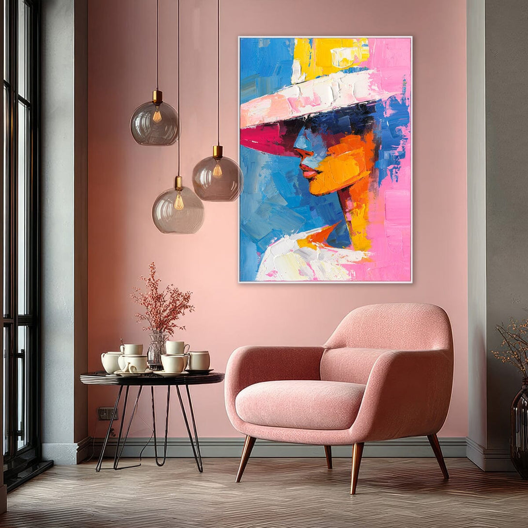 Colorful Hat-Modern Woman Portrait #P2760 Painting artwepaint 