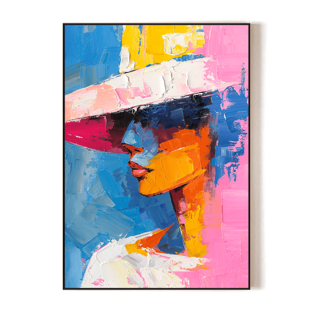 Colorful Hat-Modern Woman Portrait #P2760 Painting artwepaint 