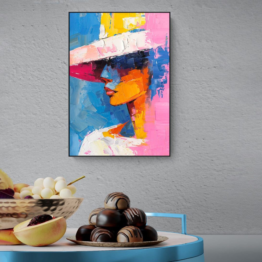 Colorful Hat-Modern Woman Portrait #P2760 Painting artwepaint 