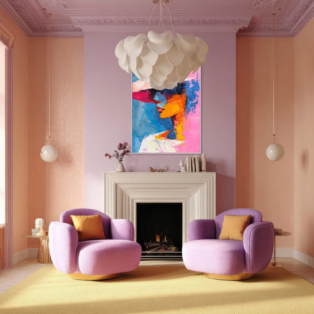 Colorful Hat-Modern Woman Portrait #P2760 Painting artwepaint 