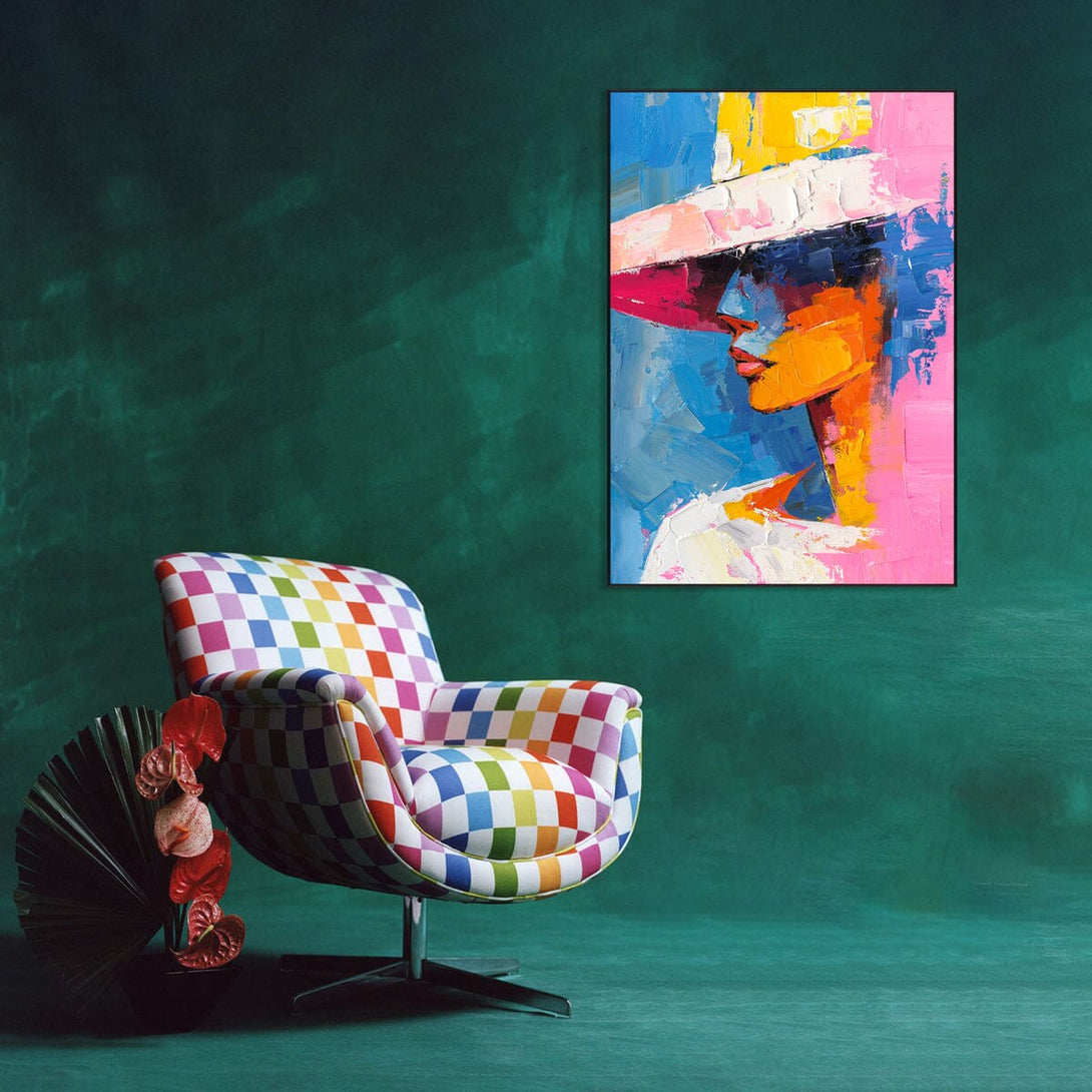Colorful Hat-Modern Woman Portrait #P2760 Painting artwepaint 