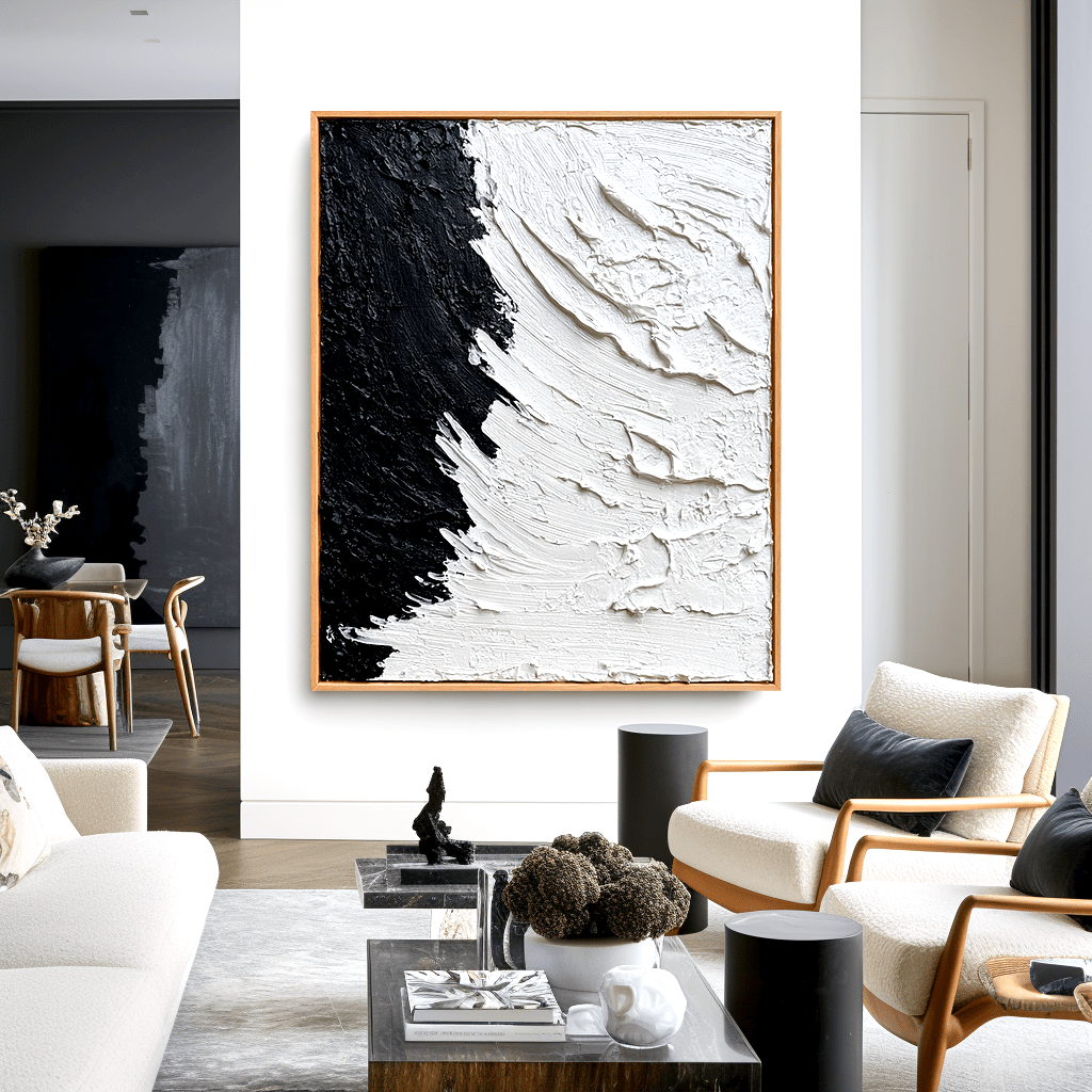 Contrast Flow – Textured Black and White Painting #93019 Painting artwepaint 