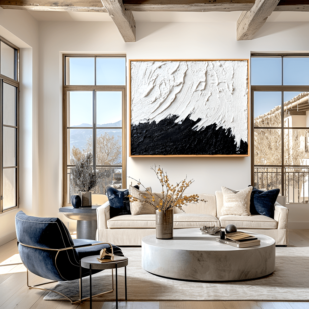 Contrast Flow – Textured Black and White Painting #93019 Painting artwepaint 