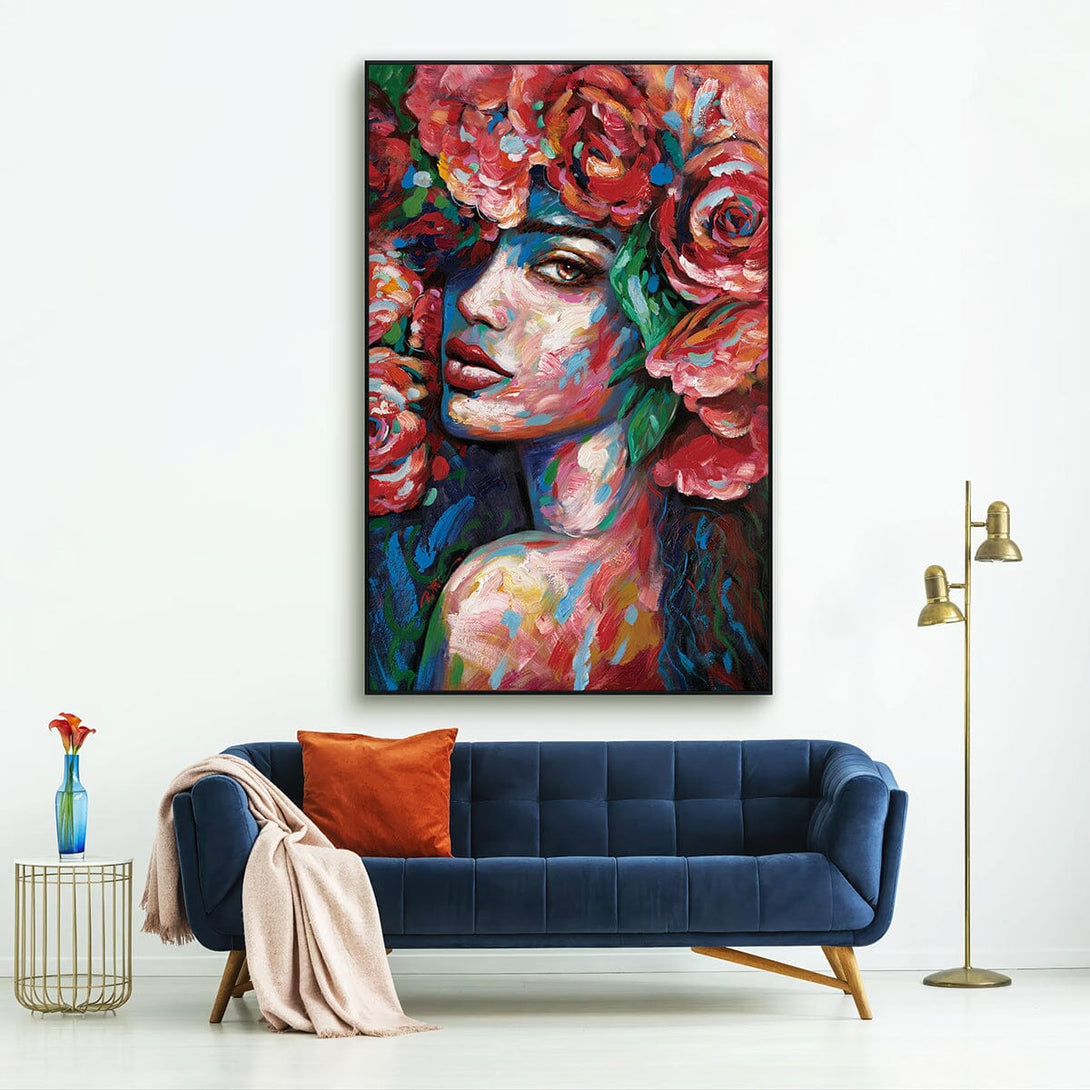 Crimson Bloom - Rose Crown Portrait#L0123 Painting artwepaint 