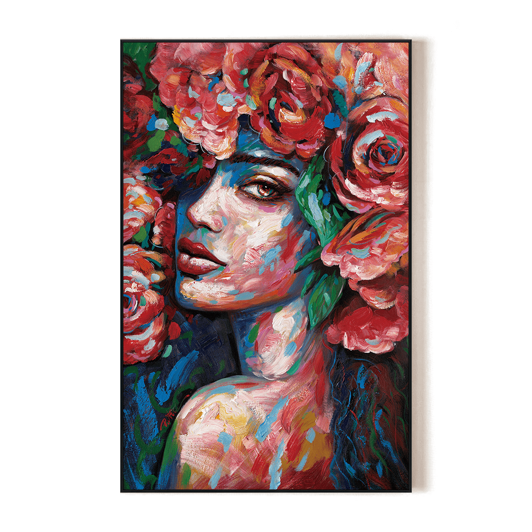 Crimson Bloom - Rose Crown Portrait#L0123 Painting artwepaint 