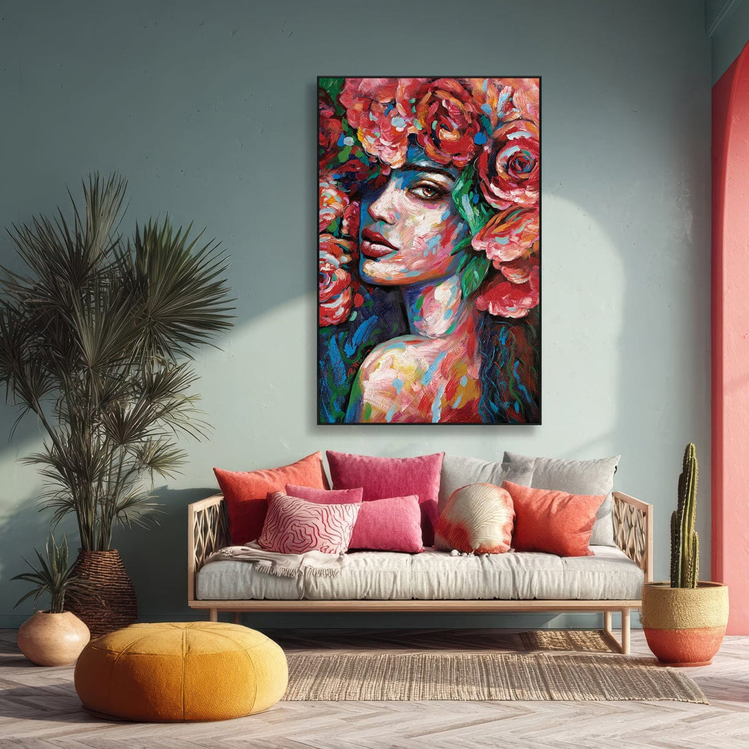 Crimson Bloom - Rose Crown Portrait#L0123 Painting artwepaint 
