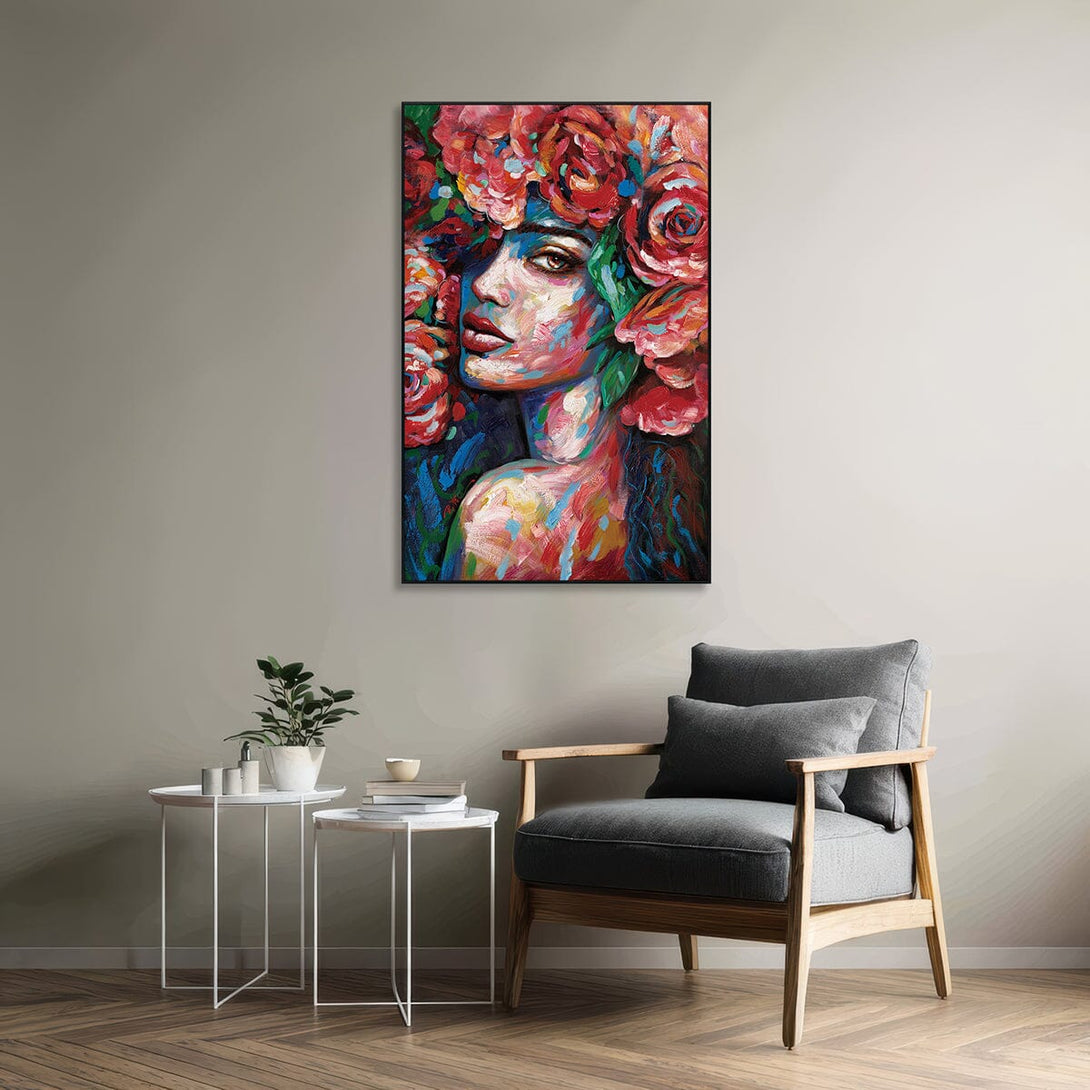 Crimson Bloom - Rose Crown Portrait#L0123 Painting artwepaint 