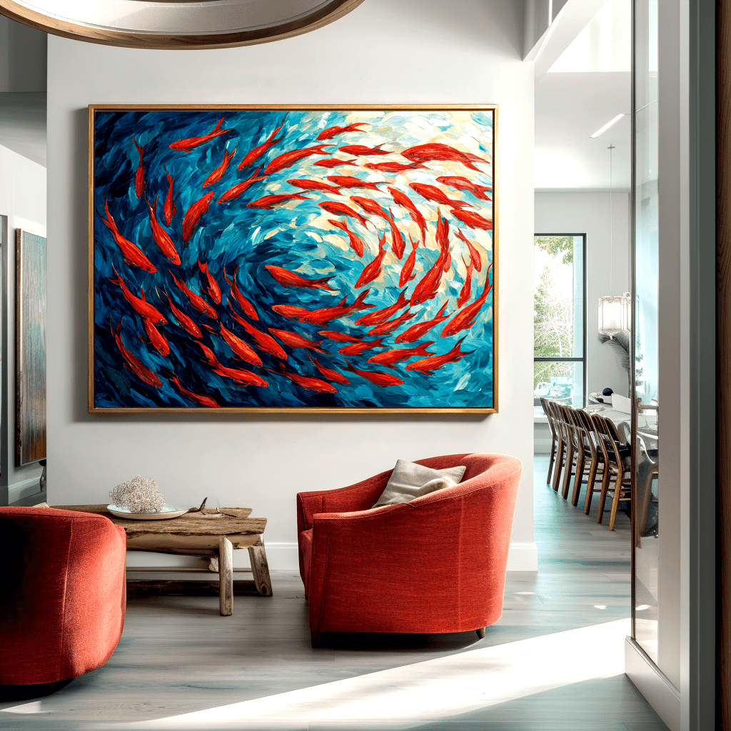 Crimson Current – Flowing Koi Abstract Painting #awp2 Painting artwepaint 