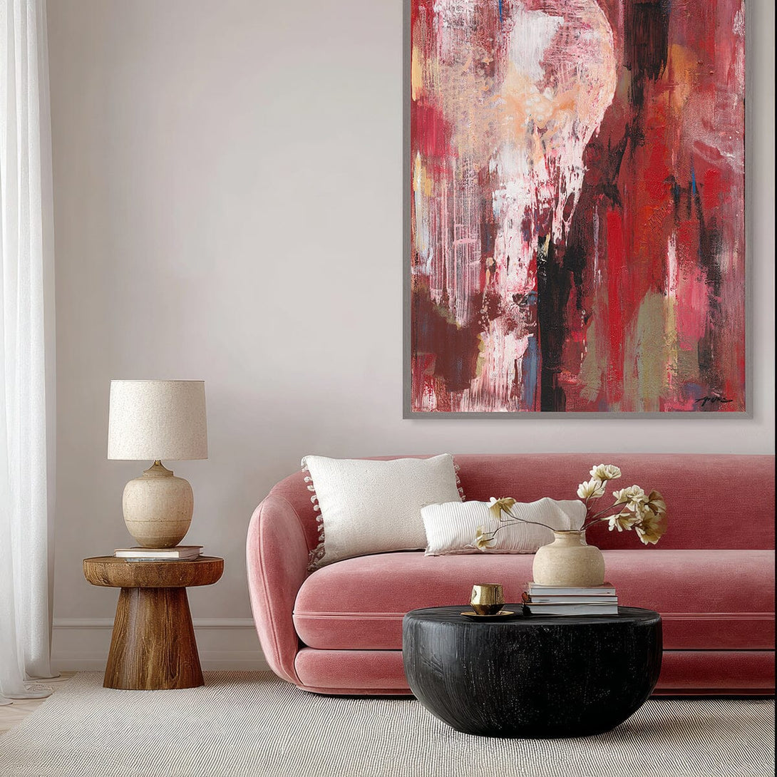 Crimson Flow - Red Abstract Expression #M5665 Painting artwepaint 