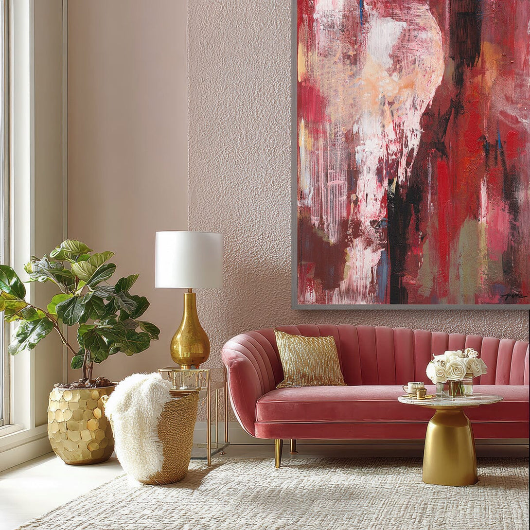 Crimson Flow - Red Abstract Expression #M5665 Painting artwepaint 