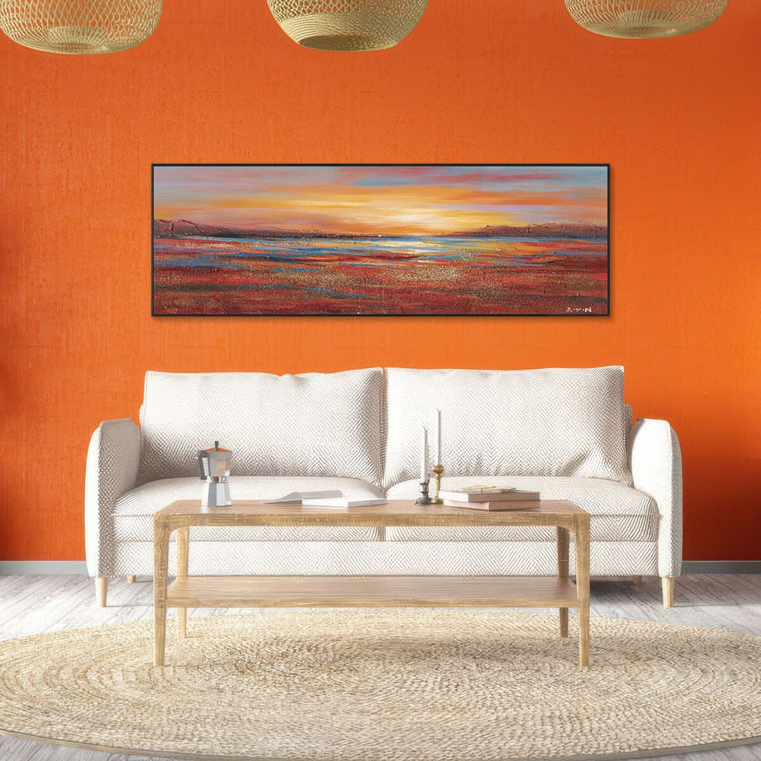 Crimson Glow-Red Sunset Landscape Painting #H7113 Painting artwepaint 