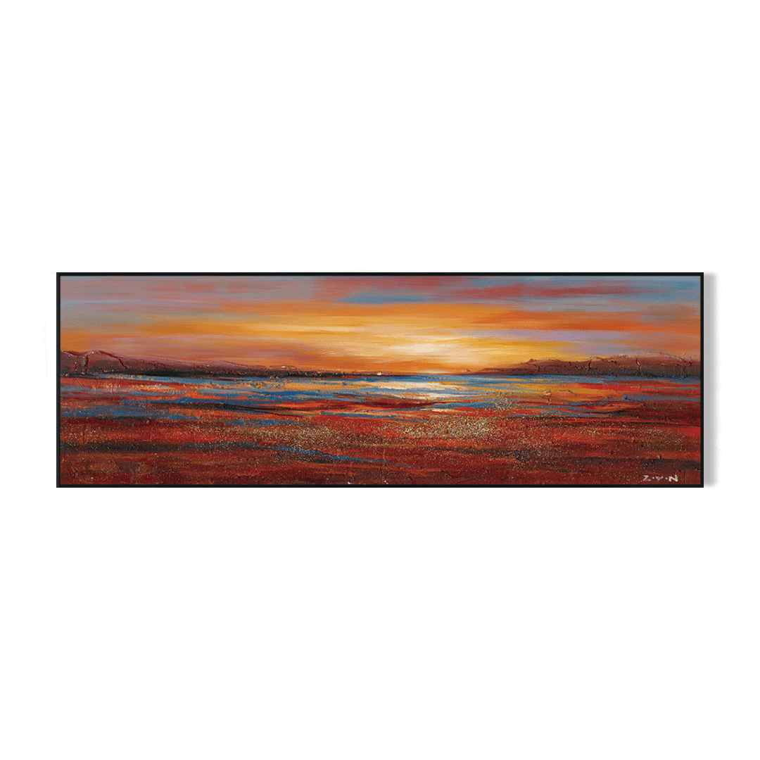 Crimson Glow-Red Sunset Landscape Painting #H7113 Painting artwepaint 