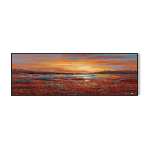 Crimson Glow-Red Sunset Landscape Painting #H7113 Painting artwepaint 
