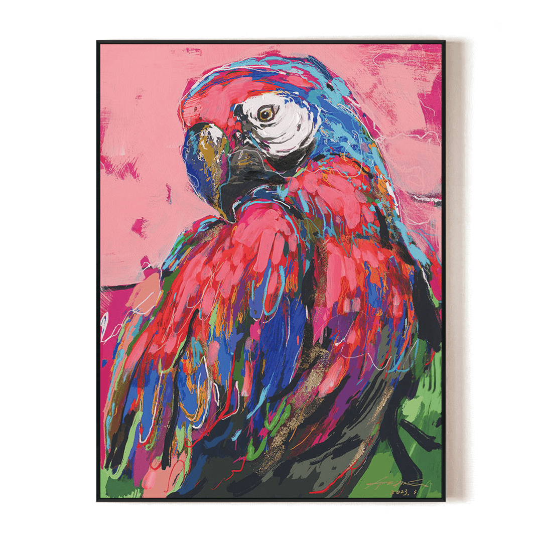Crimson Majesty-Colorful Parrot Painting #M6018 Painting artwepaint 