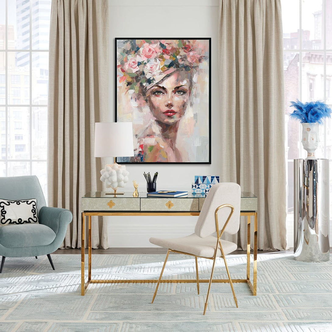 Crown of Bloom - Pink Floral Portrait#M2629 Painting artwepaint 