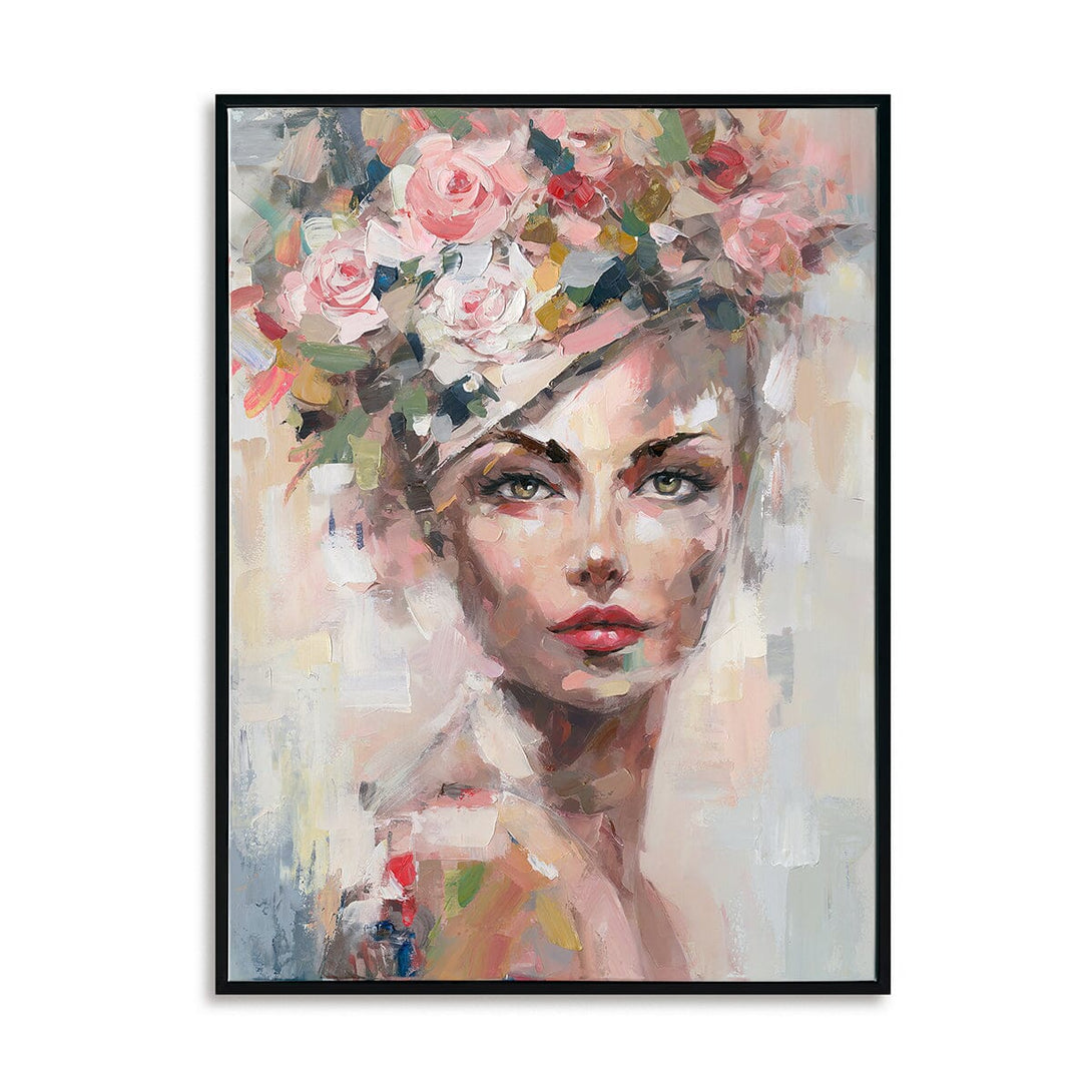 Crown of Bloom - Pink Floral Portrait#M2629 Painting artwepaint 