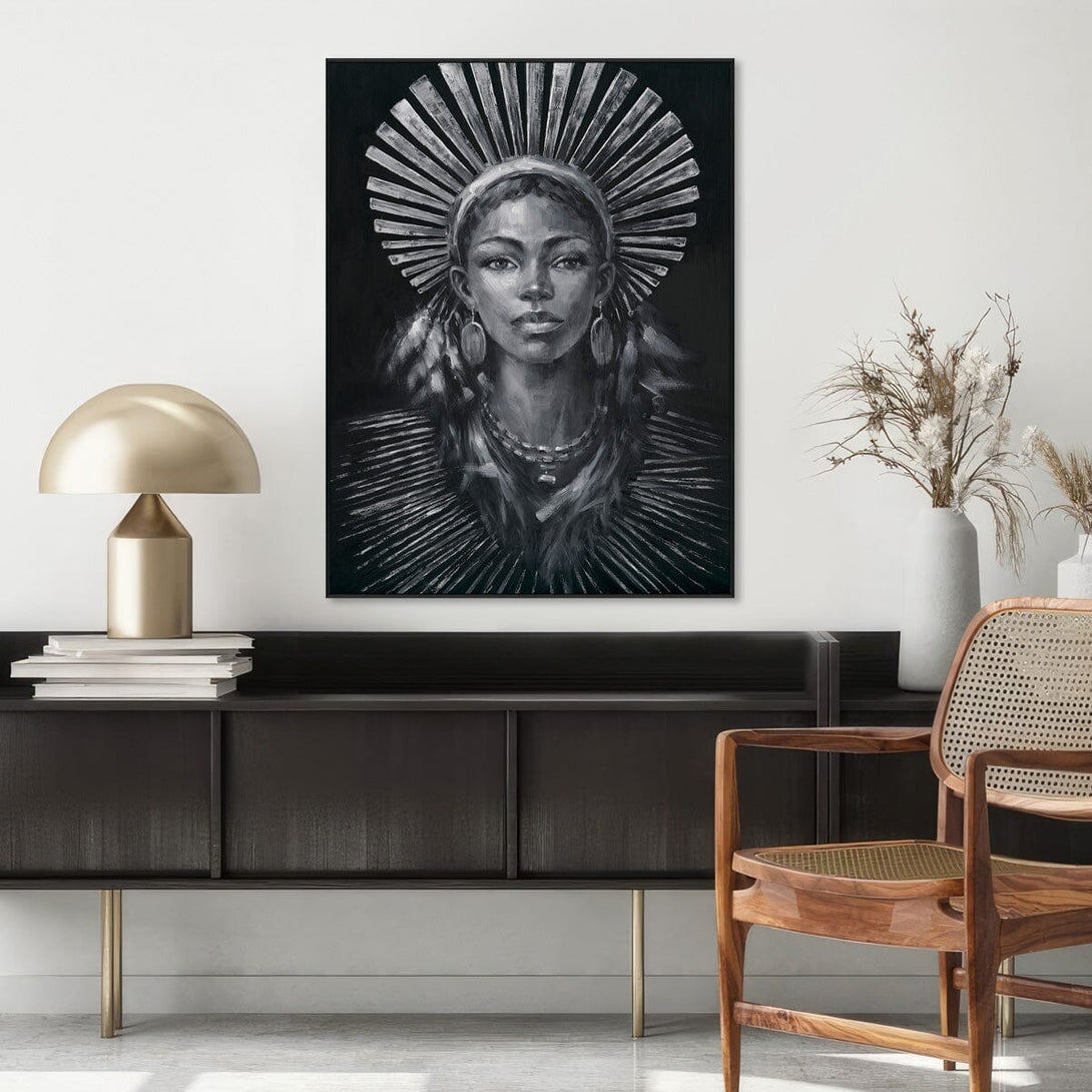 Crown of Radiance - Monochrome Icon Portrait#M0642 Painting artwepaint 