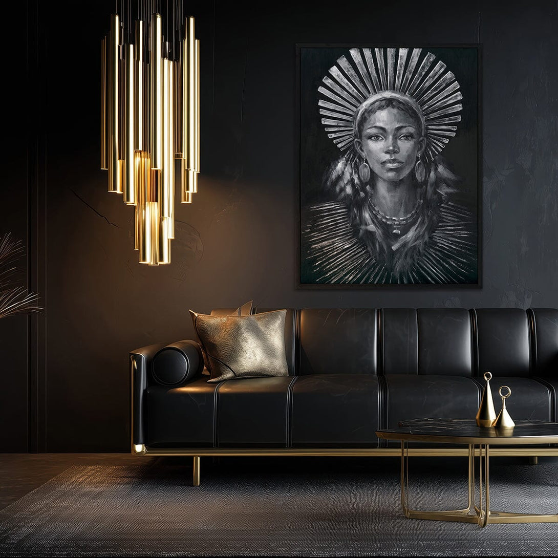 Crown of Radiance - Monochrome Icon Portrait#M0642 Painting artwepaint 