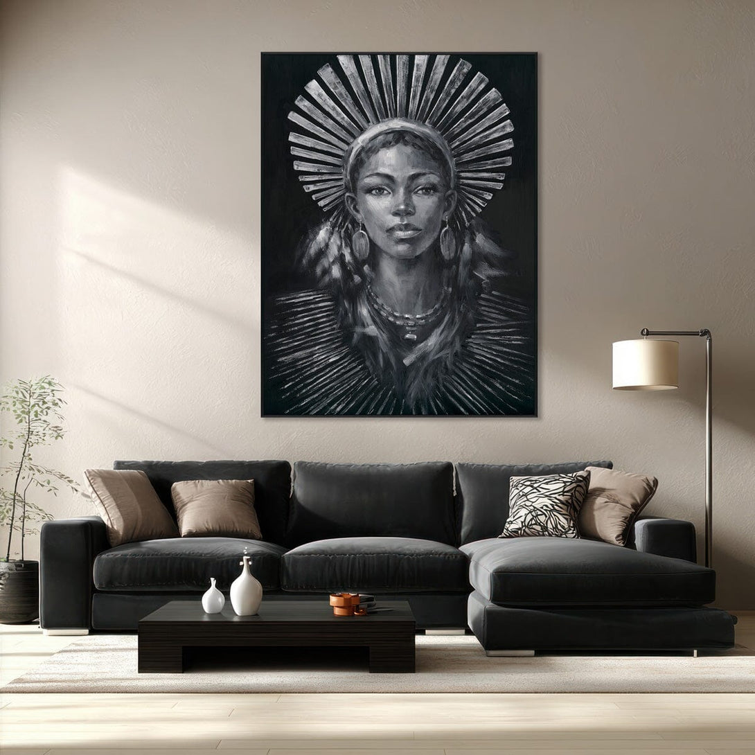 Crown of Radiance - Monochrome Icon Portrait#M0642 Painting artwepaint 