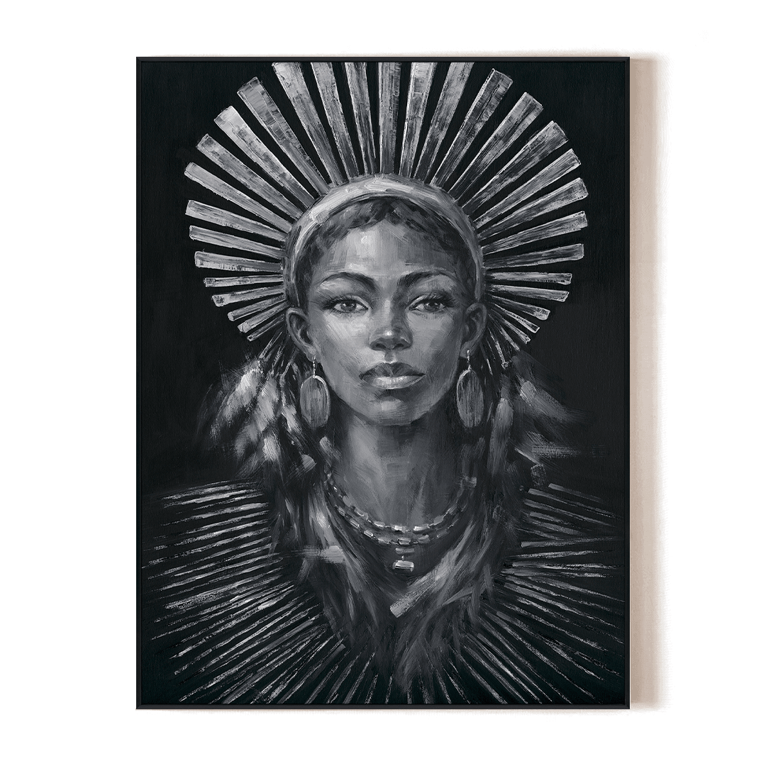 Crown of Radiance - Monochrome Icon Portrait#M0642 Painting artwepaint 