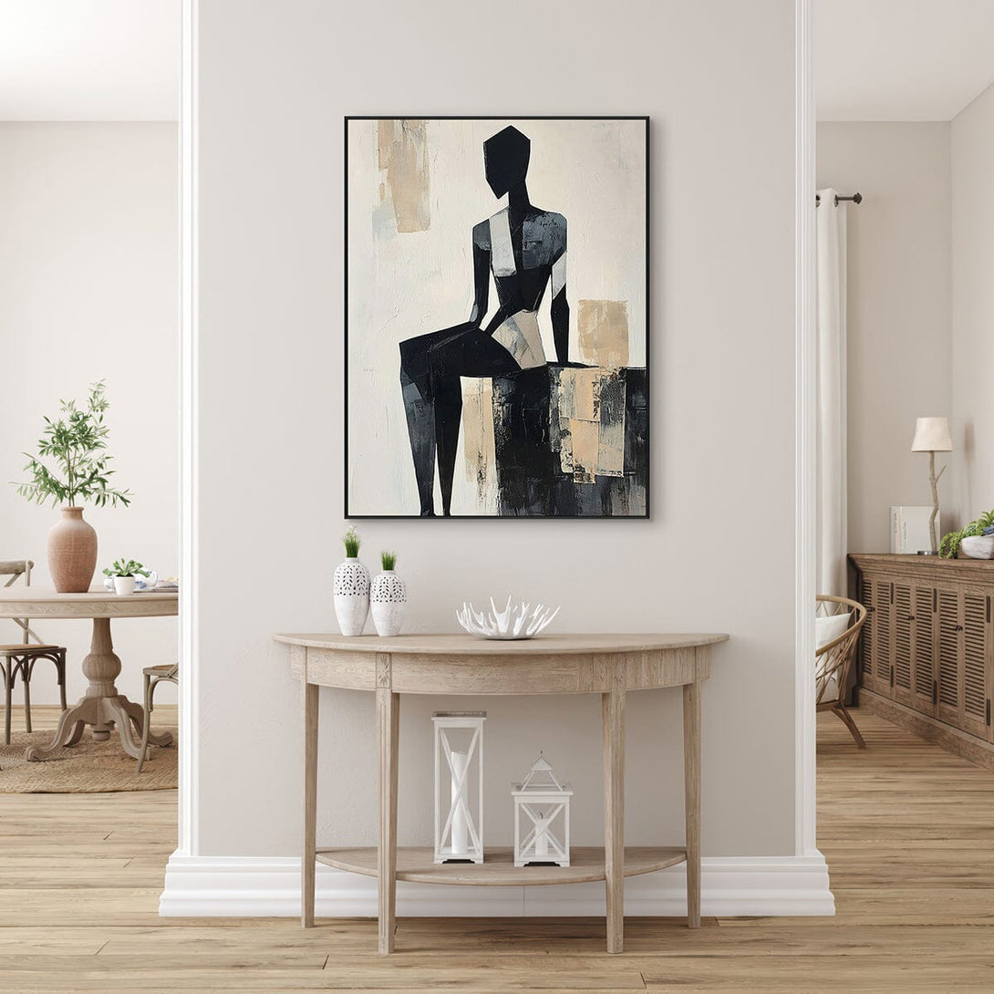 Cubist Form – Abstract Black & Beige Figure Painting #PIX2(126) Painting artwepaint 