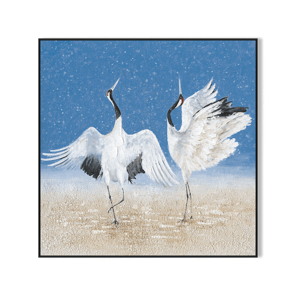 Dancing Cranes – White Birds in Snow Painting #J3616 Painting artwepaint 