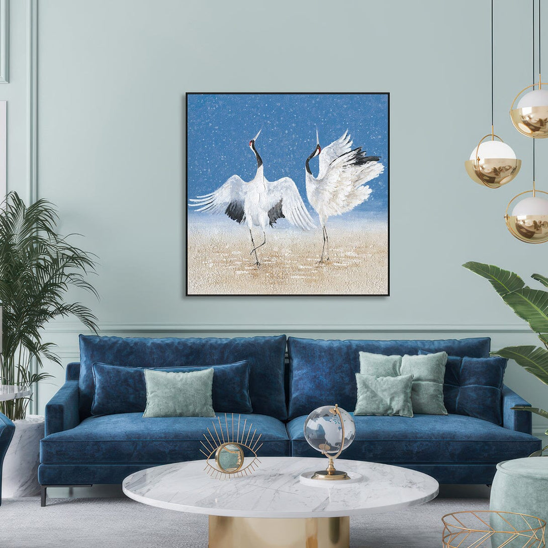 Dancing Cranes – White Birds in Snow Painting #J3616 Painting artwepaint 