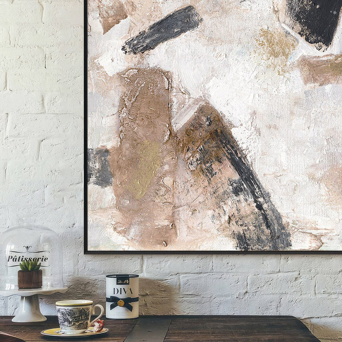 Desert Echo - Beige & Black Abstract Painting #M8107 Painting artwepaint 