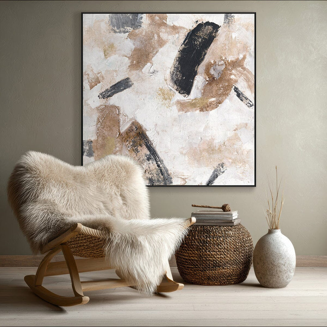Desert Echo - Beige & Black Abstract Painting #M8107 Painting artwepaint 