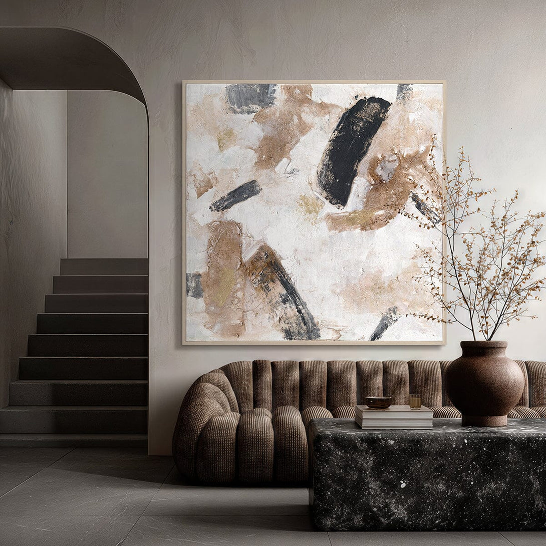 Desert Echo - Beige & Black Abstract Painting #M8107 Painting artwepaint 