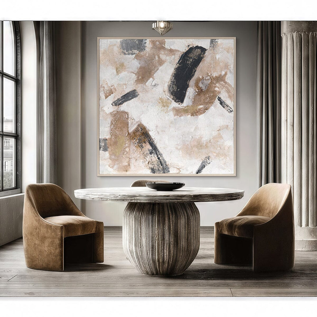 Desert Echo - Beige & Black Abstract Painting #M8107 Painting artwepaint 