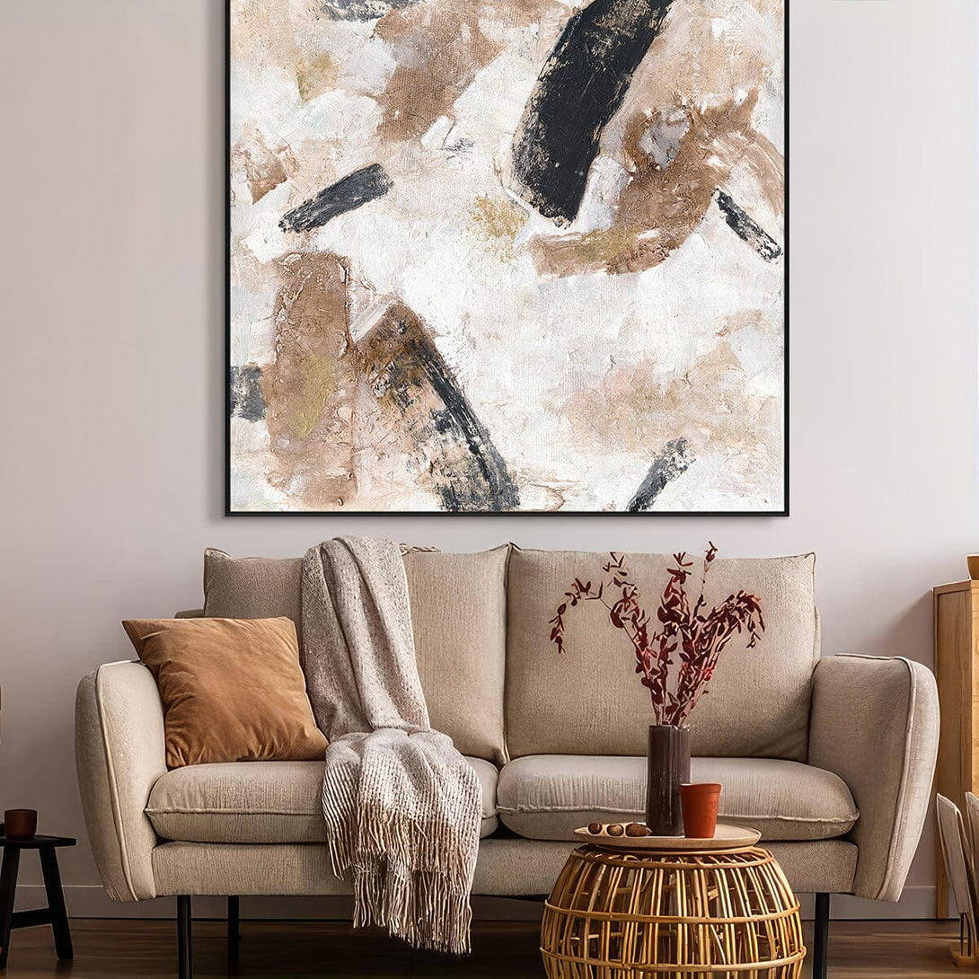 Desert Echo - Beige & Black Abstract Painting #M8107 Painting artwepaint 