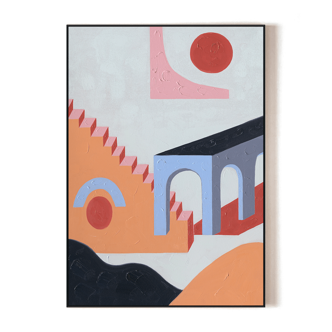 Dream Archway - Blue Pink Geometric Abstract #J2533 Painting artwepaint 