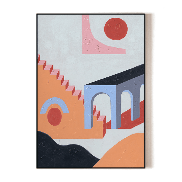 Dream Archway - Blue Pink Geometric Abstract #J2533 Painting artwepaint 