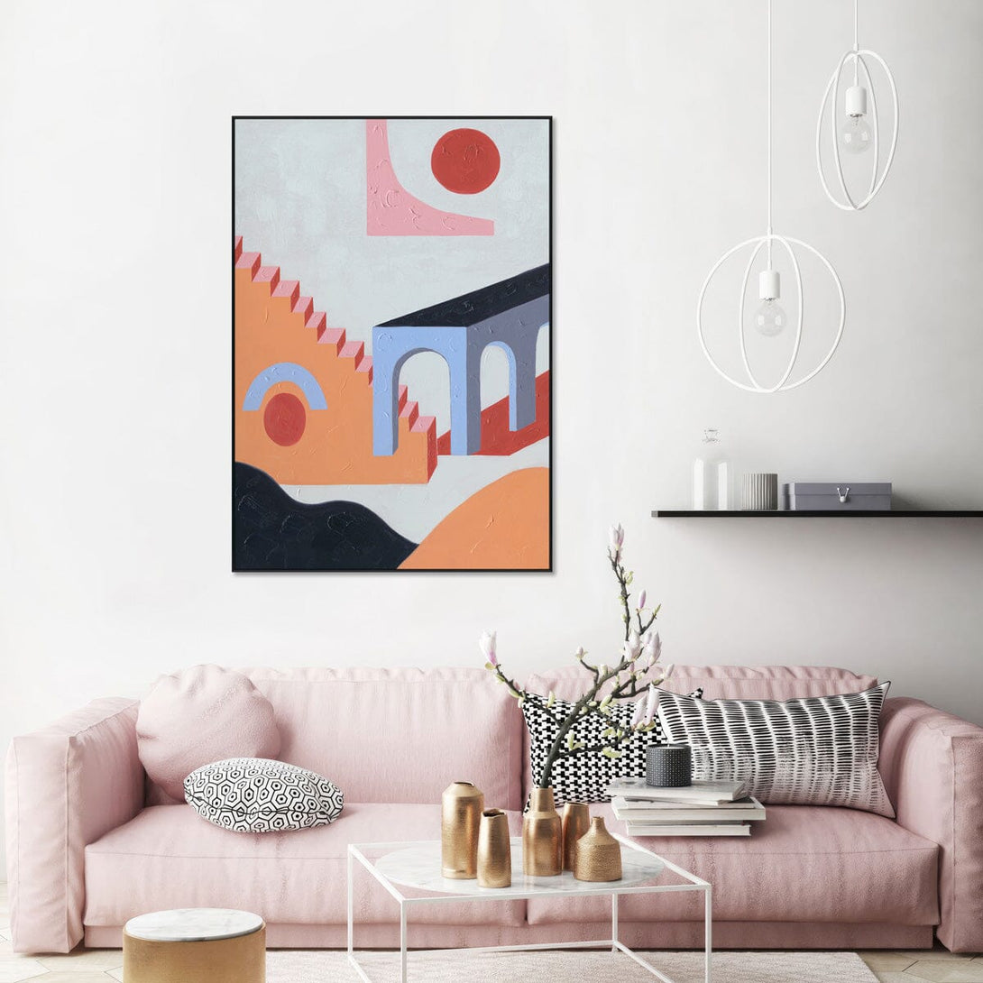 Dream Archway - Blue Pink Geometric Abstract #J2533 Painting artwepaint 