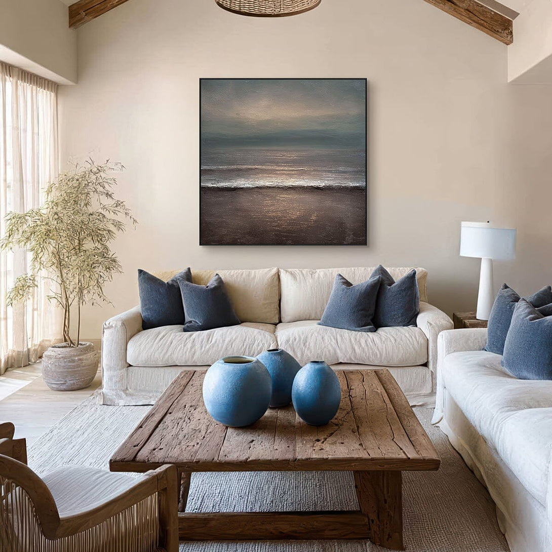 Dusk Shore Light Reflection Ocean Painting #RIX1(419) Painting artwepaint 