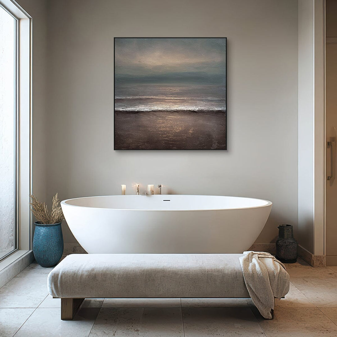 Dusk Shore Light Reflection Ocean Painting #RIX1(419) Painting artwepaint 