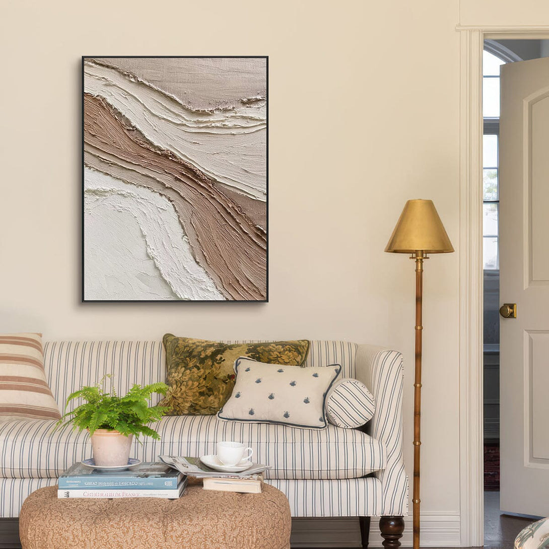 Earth Layers – Beige and Brown Abstract Textured Painting #RIS2(158) Painting artwepaint 