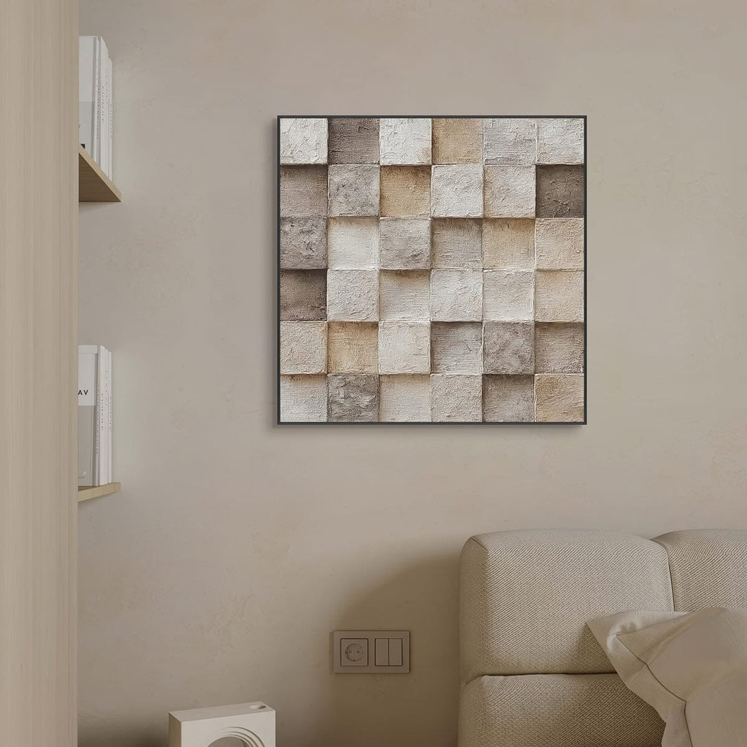 Earthy Tone Geometric Relief Wall Art #RIK1(268) Painting artwepaint 