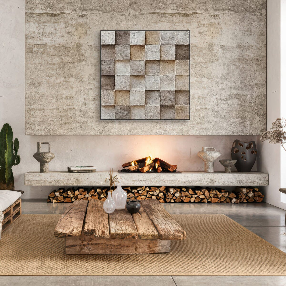 Earthy Tone Geometric Relief Wall Art #RIK1(268) Painting artwepaint 