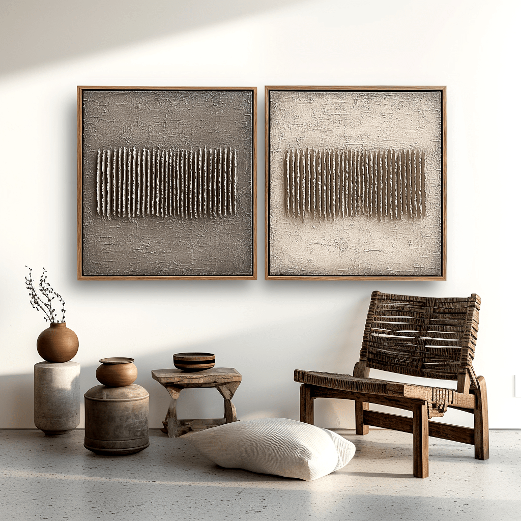 Echo Lines – Neutral Wabi-Sabi Texture Duo #awp76 Painting artwepaint 