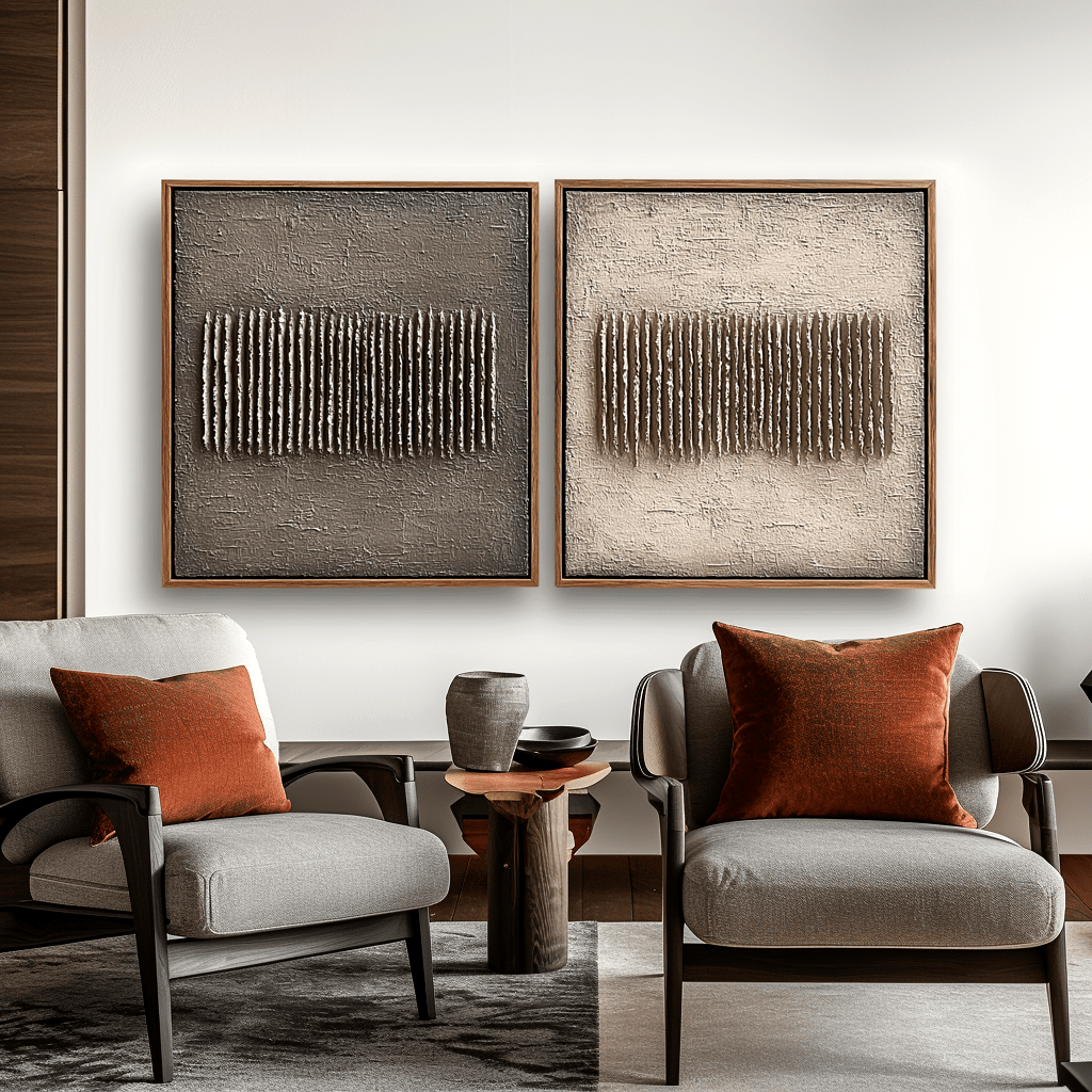 Echo Lines – Neutral Wabi-Sabi Texture Duo #awp76 Painting artwepaint 