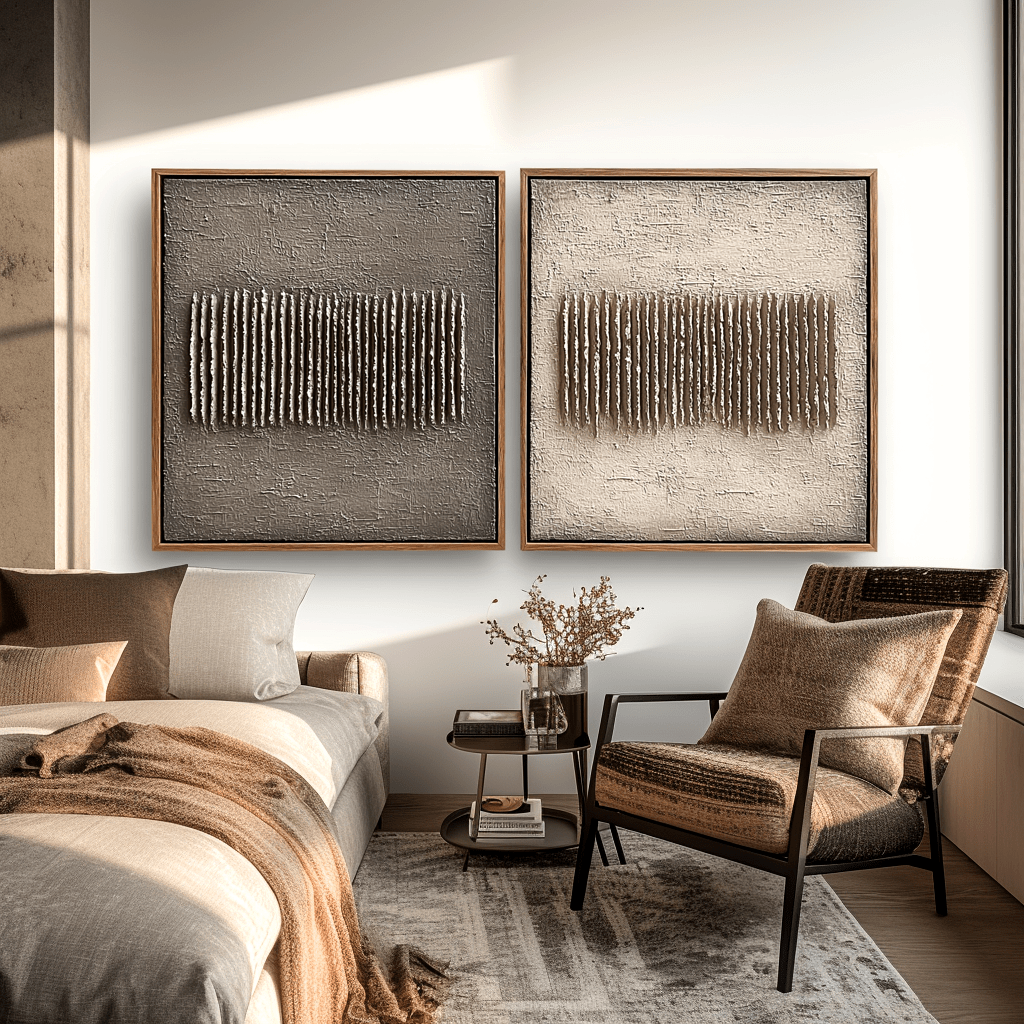 Echo Lines – Neutral Wabi-Sabi Texture Duo #awp76 Painting artwepaint 