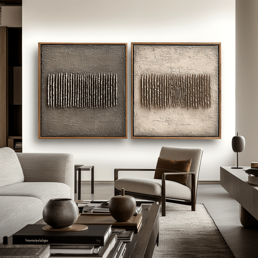 Echo Lines – Neutral Wabi-Sabi Texture Duo #awp76 Painting artwepaint 