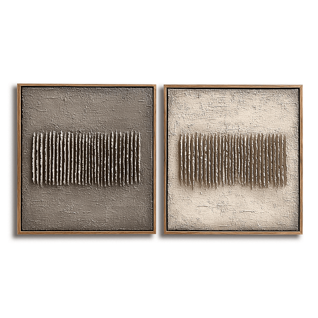 Echo Lines – Neutral Wabi-Sabi Texture Duo #awp76 Painting artwepaint 
