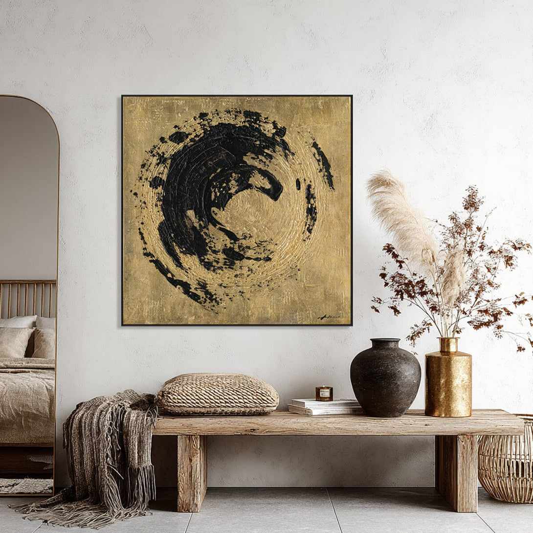 Eclipse Flow - Black & Gold Abstract Painting#M6958 Painting artwepaint 